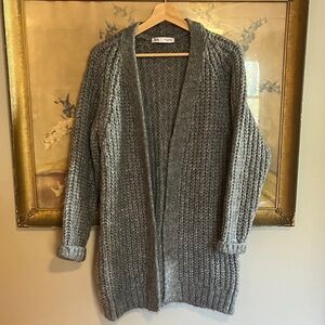 Zara Chunky Knit Long Open Cardigan‎ M